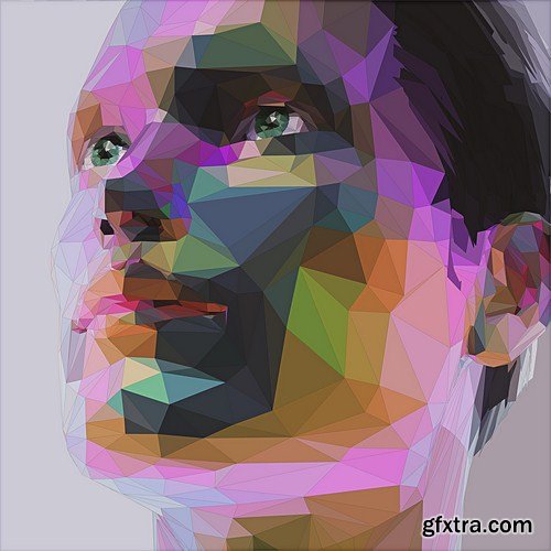 portrait in polygon illustration 7X EPS