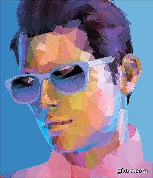 portrait in polygon illustration 7X EPS