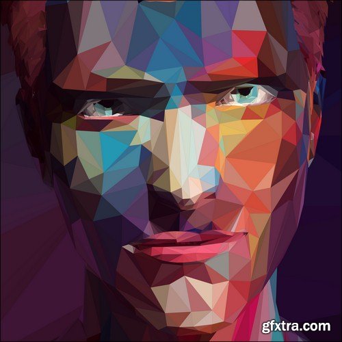 portrait in polygon illustration 7X EPS