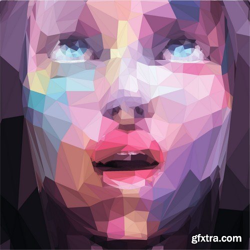 portrait in polygon illustration 7X EPS