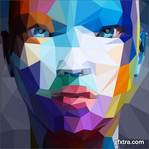 portrait in polygon illustration 7X EPS