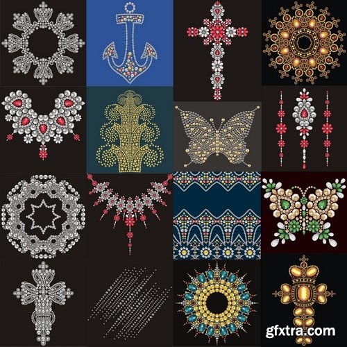 Collection of vector image decorative jewels 25 EPS