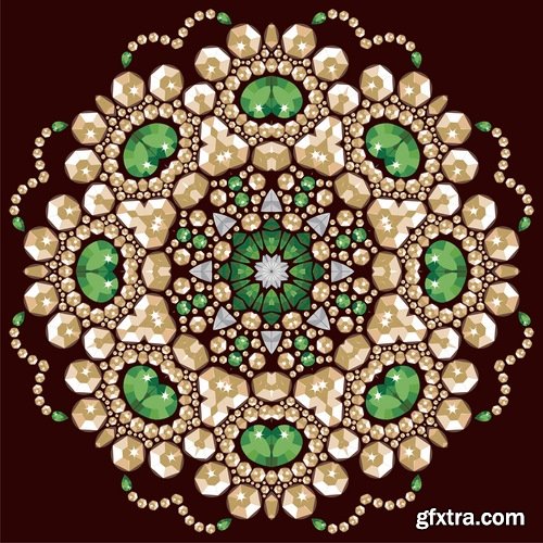 Collection of vector image decorative jewels 25 EPS