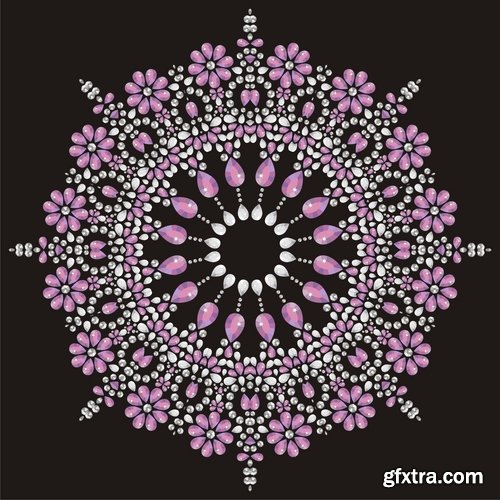 Collection of vector image decorative jewels 25 EPS