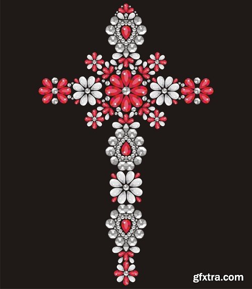 Collection of vector image decorative jewels 25 EPS