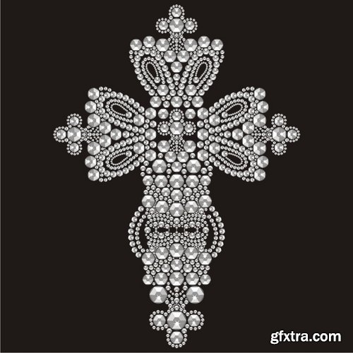 Collection of vector image decorative jewels 25 EPS