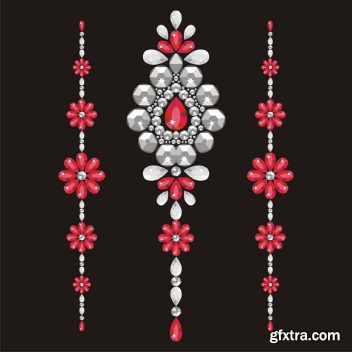 Collection of vector image decorative jewels 25 EPS