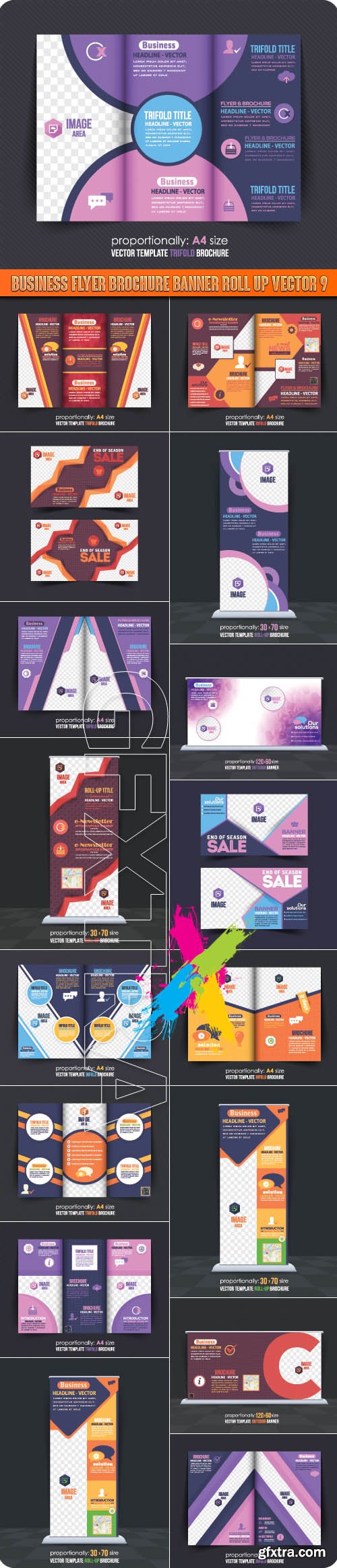 Business flyer brochure banner roll up vector 9