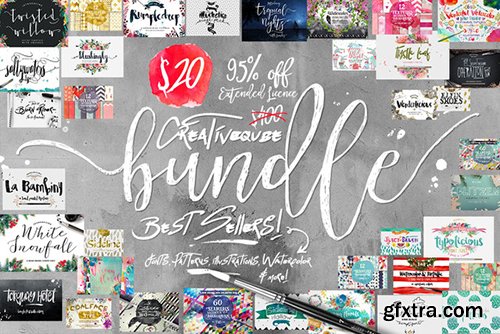 Creativemarket Bundle of Fonts and Graphics 542654