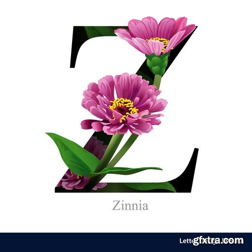 Flowers Alphabet - 26x EPS