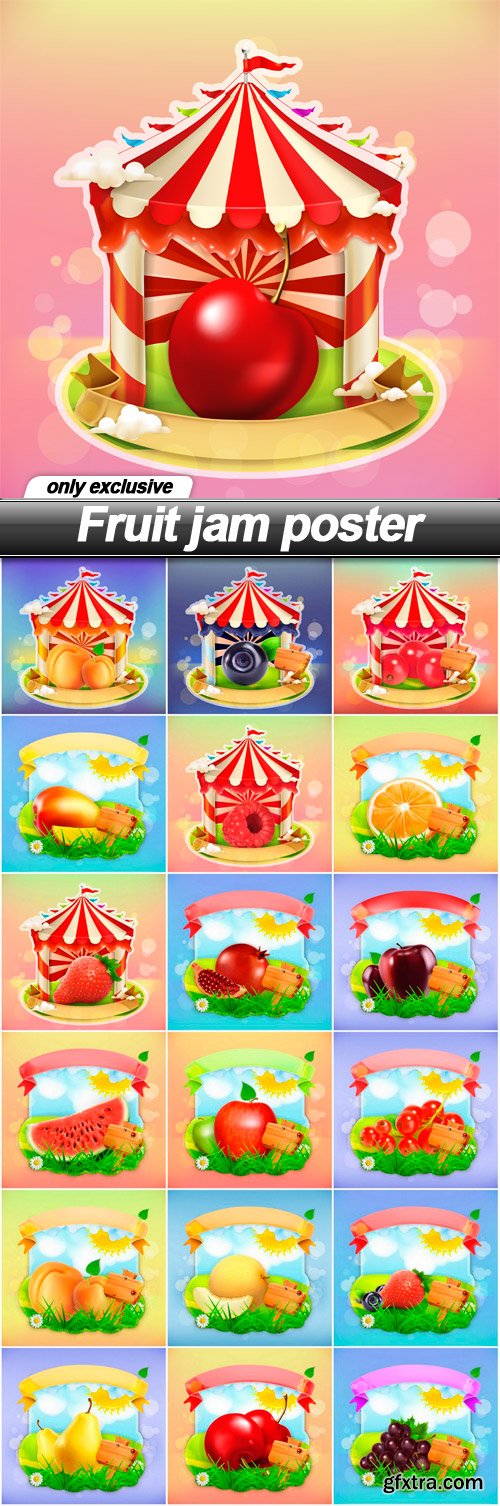 Fruit jam poster - 19 EPS