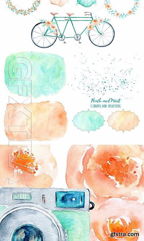 CM - Wedding Clipart Peach and Mint 544289