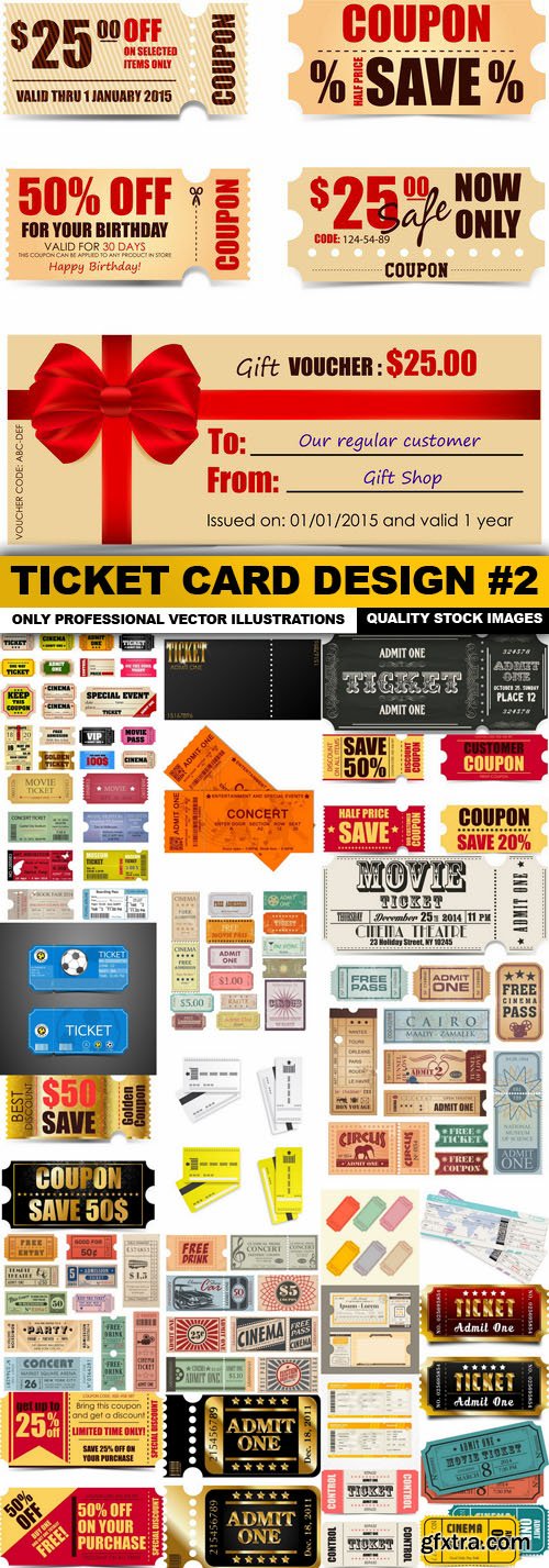 Ticket Card Design #2 - 25 Vector