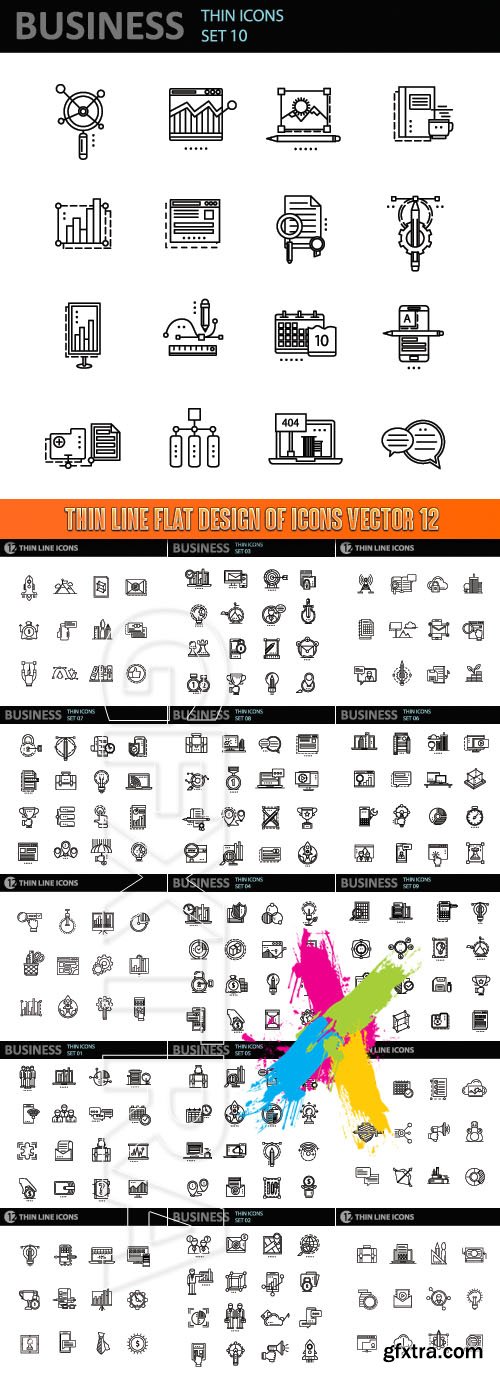 Thin line flat design of icons vector 12