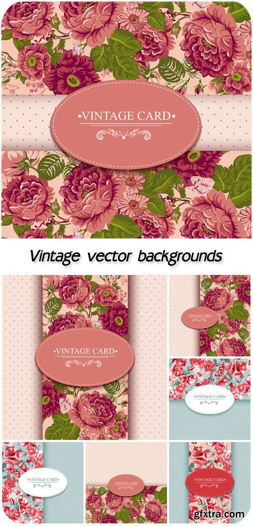 Beautiful vector backgrounds with vintage flowers