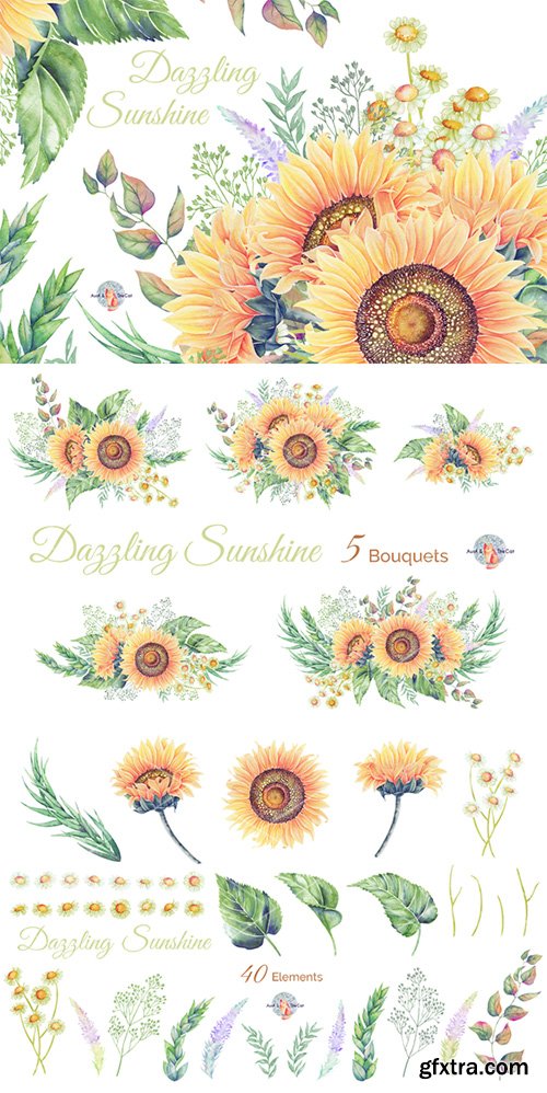 Dazzling Sunshine Watercolor Clipart - CM 513807