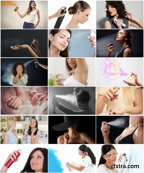 Collection of woman girl with spray perfume aerosol 25 HQ Jpeg