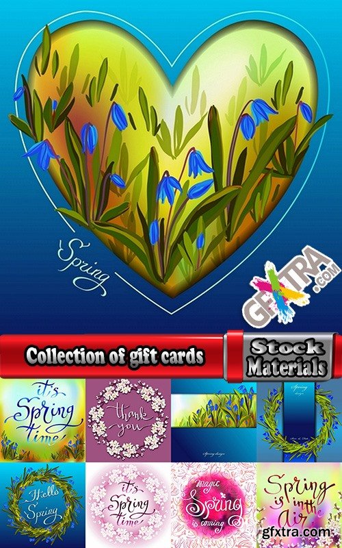 Collection of gift cards Spring vector image 25 EPS