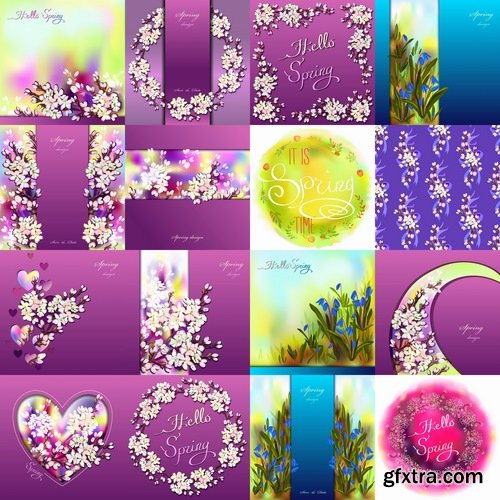 Collection of gift cards Spring vector image 25 EPS