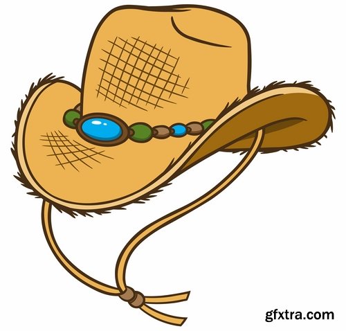 Collection of straw hat headgear vector image 25 EPS