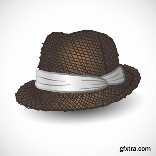 Collection of straw hat headgear vector image 25 EPS