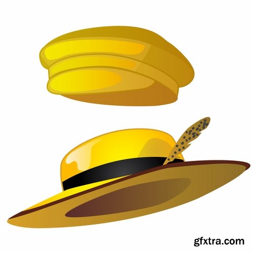 Collection of straw hat headgear vector image 25 EPS