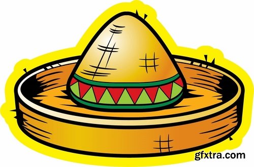 Collection of straw hat headgear vector image 25 EPS