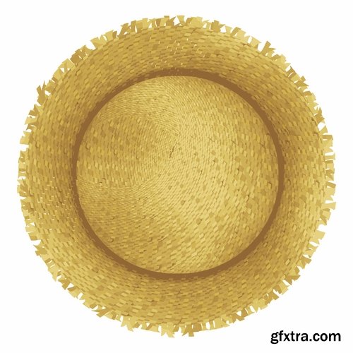 Collection of straw hat headgear vector image 25 EPS