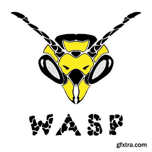 Collection of wasp hornet insect vector image 25 EPS