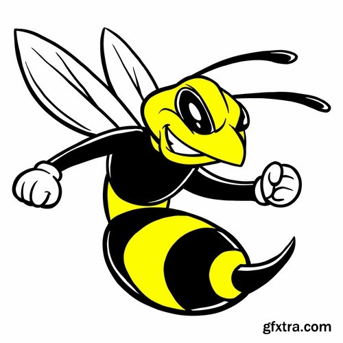 Collection of wasp hornet insect vector image 25 EPS