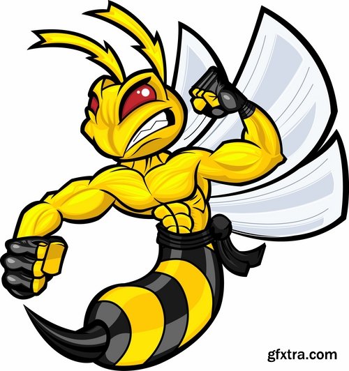 Collection of wasp hornet insect vector image 25 EPS