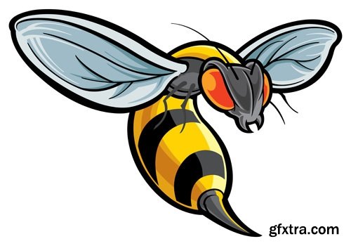 Collection of wasp hornet insect vector image 25 EPS