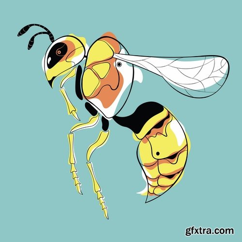 Collection of wasp hornet insect vector image 25 EPS