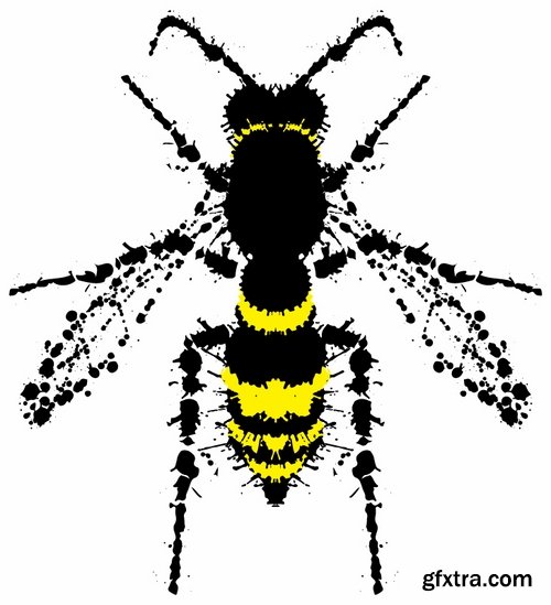 Collection of wasp hornet insect vector image 25 EPS