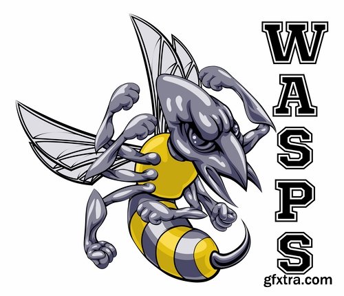 Collection of wasp hornet insect vector image 25 EPS