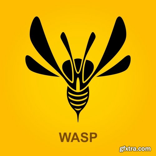 Collection of wasp hornet insect vector image 25 EPS