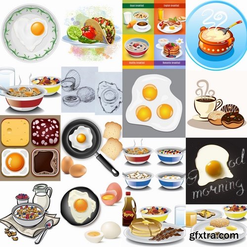 Breakfast Collection of eggs vector image 25 EPS