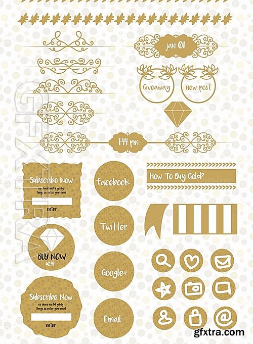 CM - Hand Drawn Golden Blog Design Kit 548856