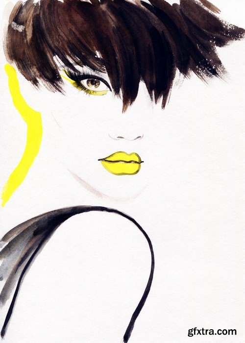 watercolor beautiful woman face 13x JPEG