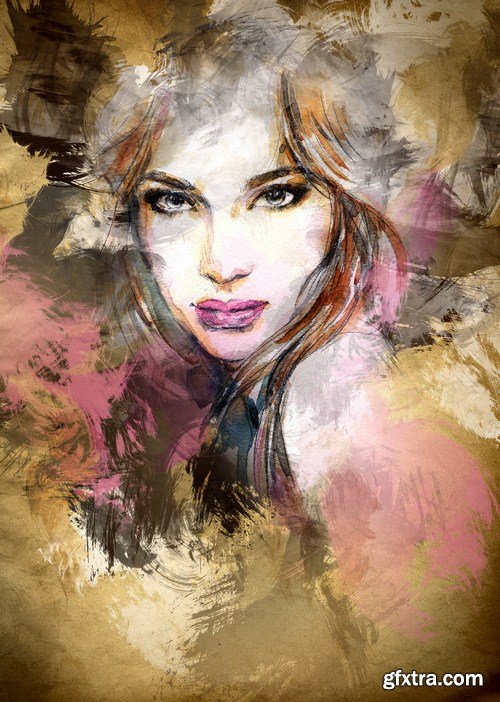 watercolor beautiful woman face 13x JPEG