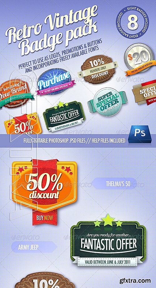 GraphicRiver - 8 Retro Vintage badges 249449