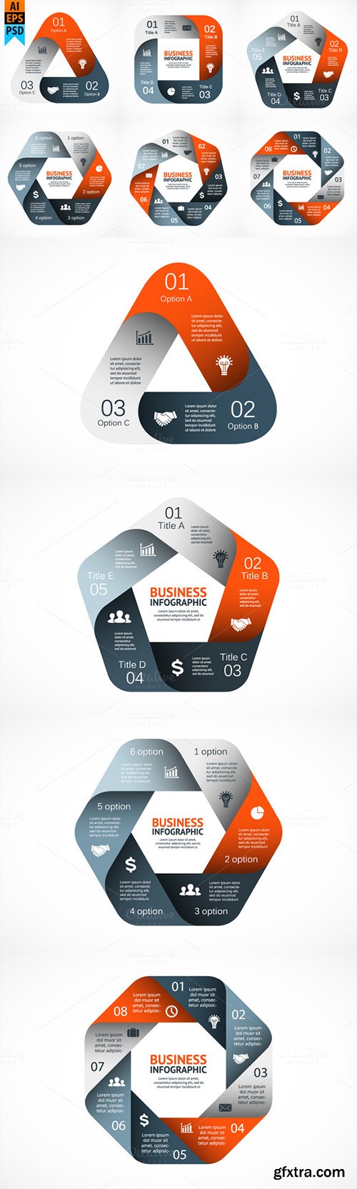 6 strict style business infographics - CM 302110