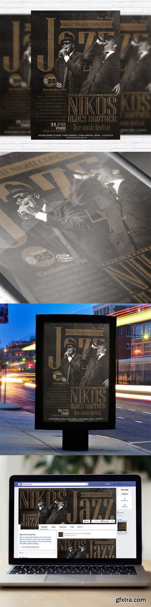 Jazz Festival - Flyer Template + Facebook Cover