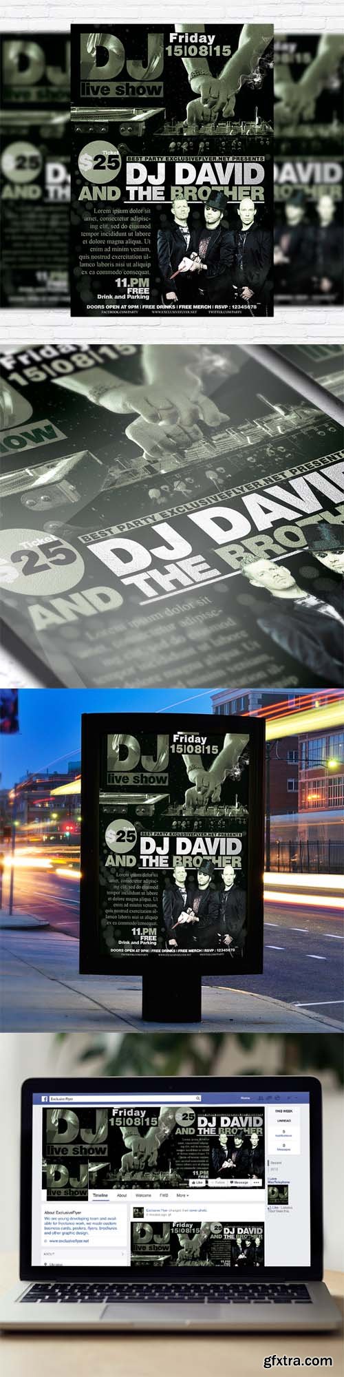 DJ Live Show Vol.2 - Flyer Template + Facebook Cover