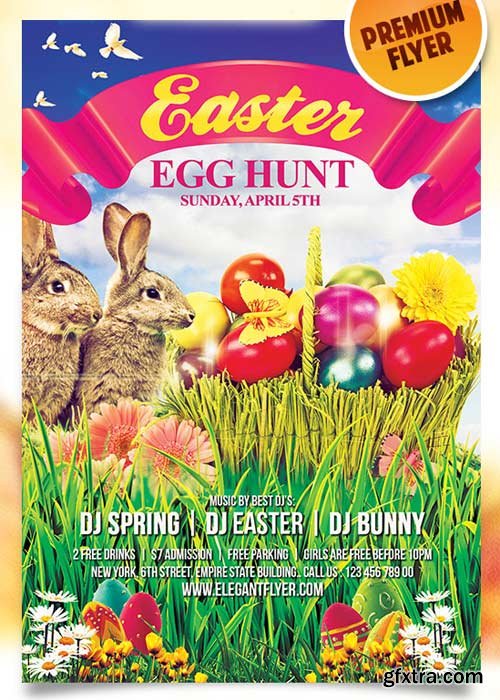 Easter Party Flyer PSD Template + Facebook Cover