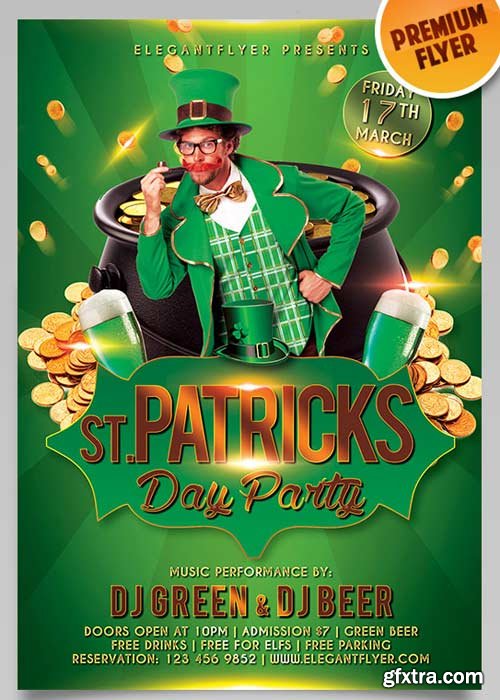 St. Patricks Day Flyer PSD Template + Facebook Cover