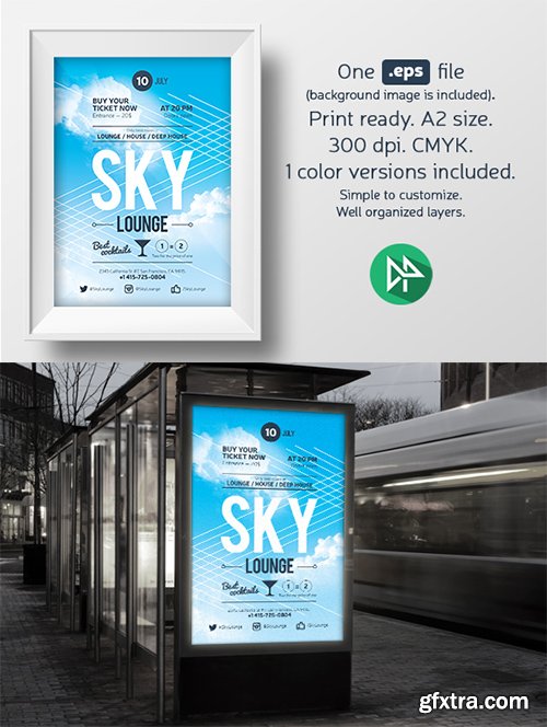 Sky lounge poster template - CM 58778