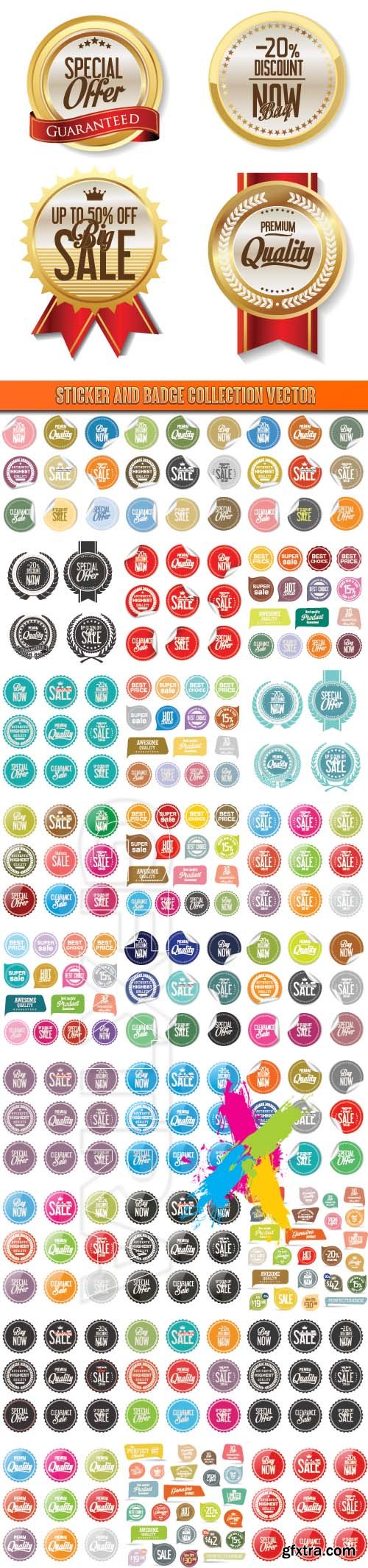 Sticker and badge collection vector