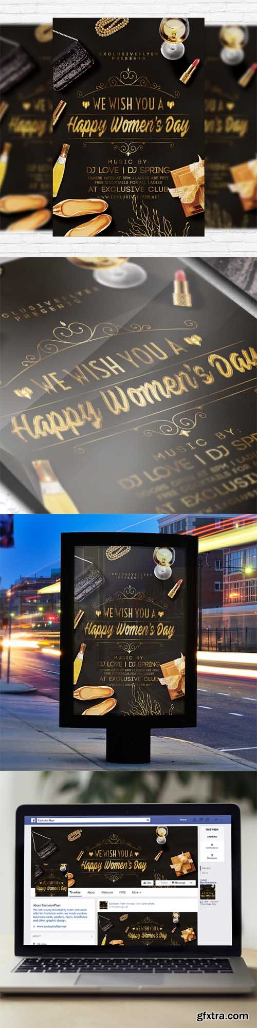 Happy Womens Day - Flyer Template + Facebook Cover