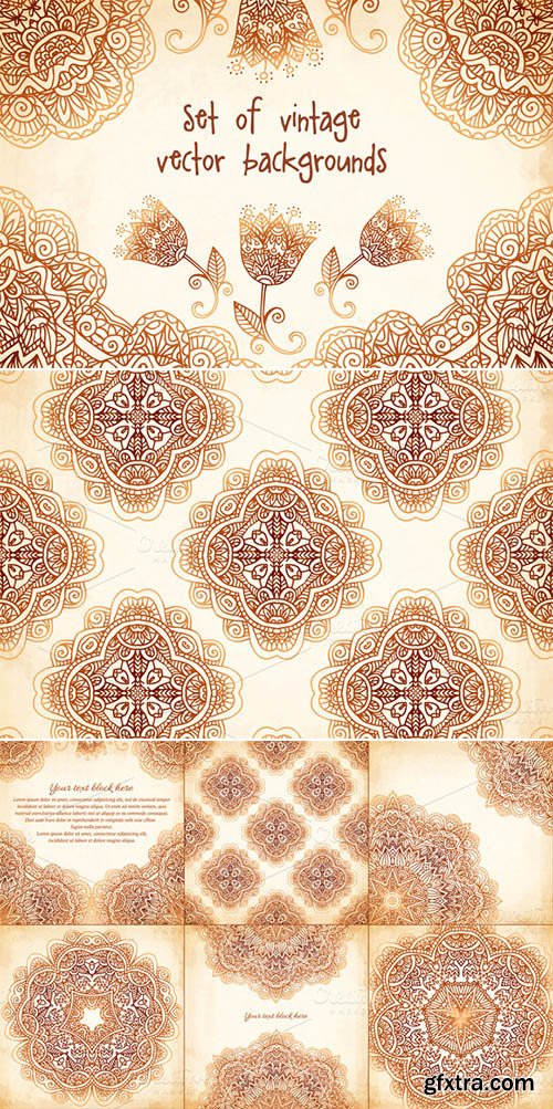 Set of 6 vintage vector backgrounds - CM 14702